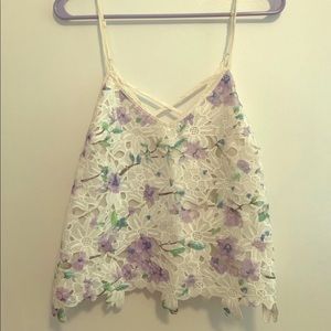 Floral lace tank